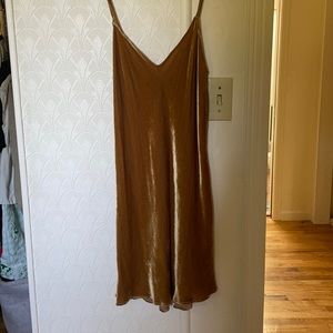 Reformation Velvet Gold Slinky Dress